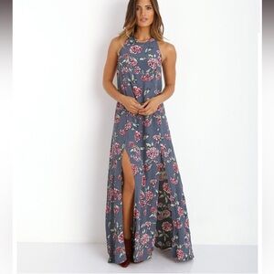 Faithfull the Brand Mirror Door Maxi Dress Delicacy Navy size small (8) floral